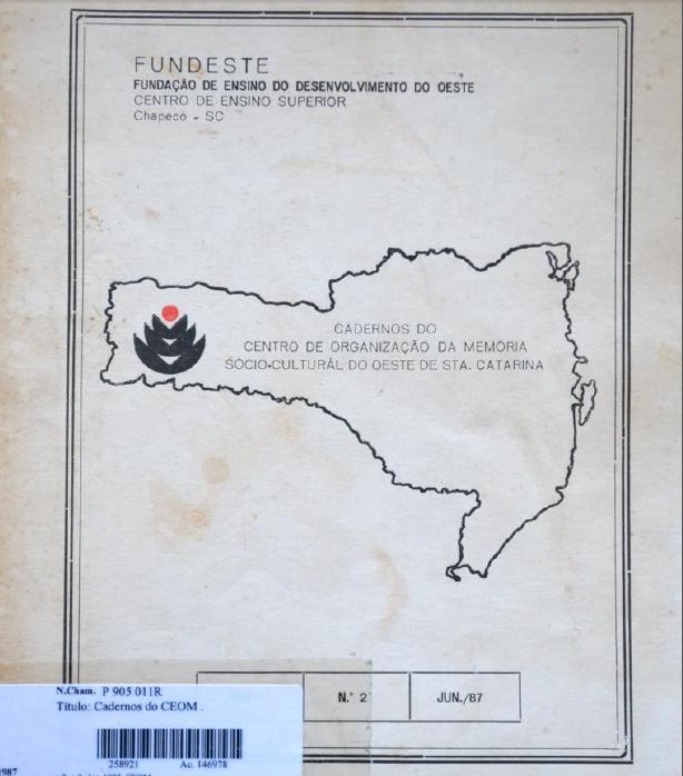 					Visualizar v. 2 n. 2: Cadernos do Centro de Organização da Memória Sócio-Cultural do Oeste de Santa Catarina
				