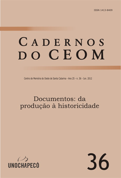					Visualizar v. 25 n. 36: Documentos: da produção à historicidade
				